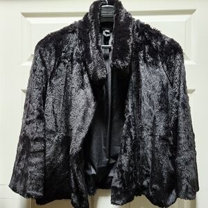 Patagonia Black Faux Fur Sweater Jacket Size Large